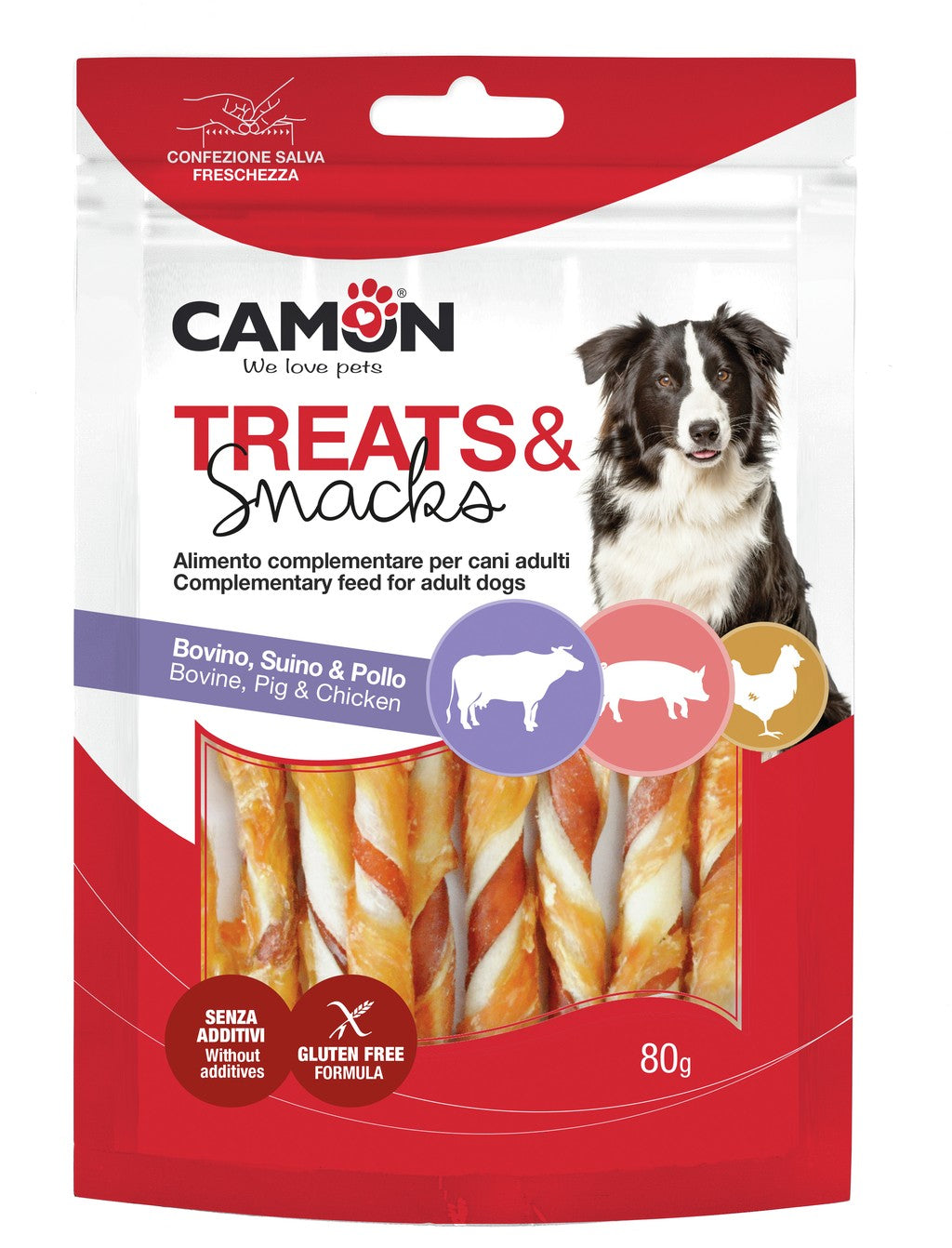 Camon Rolls Masticabili Bicolore con Pollo – 80 g Camon Rolls Masticabili Bicolore con Pollo – 80 g